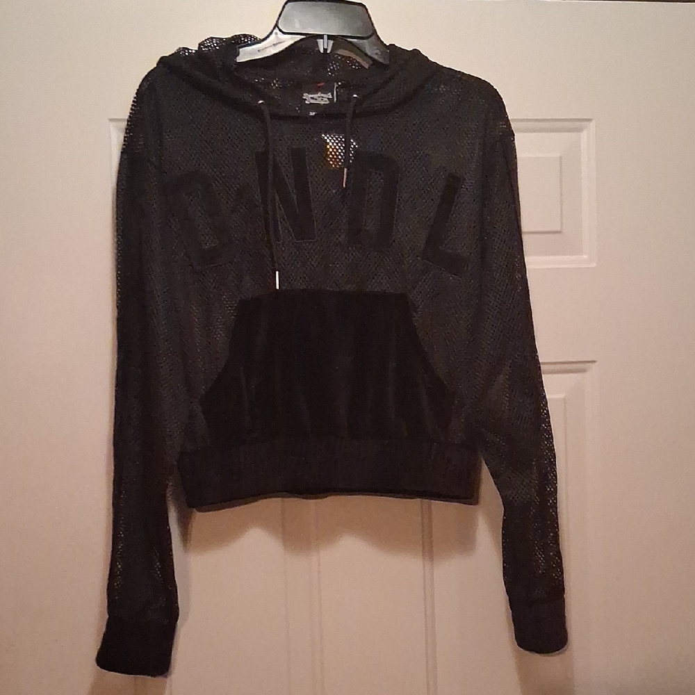 Doughnuts And Deadlifts Black Mesh And Velvet Hoodie